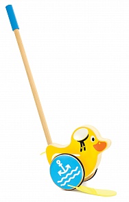 Каталка – Утёнок с ручкой (Мир Деревянных Игрушек, Д402)